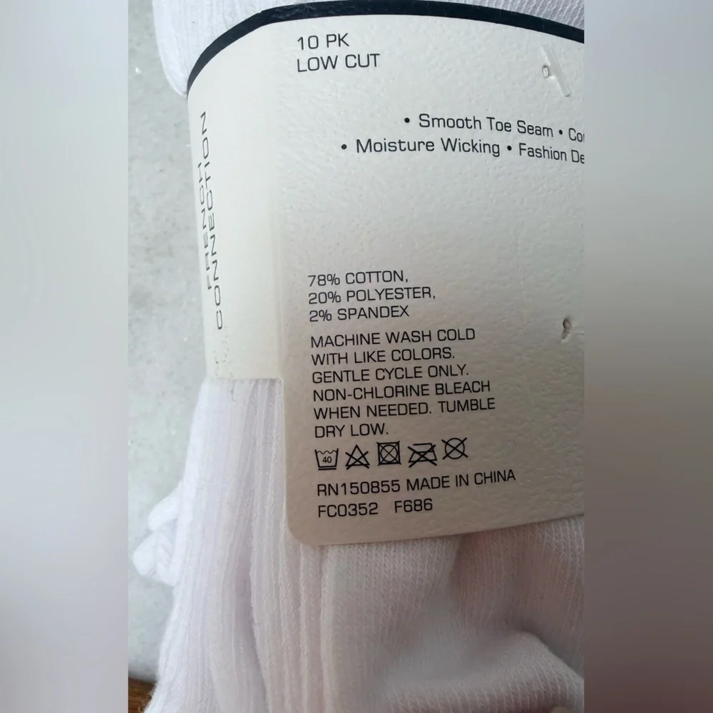French Connection White Low-Cut Athletic Socks - 10 Pack cotton